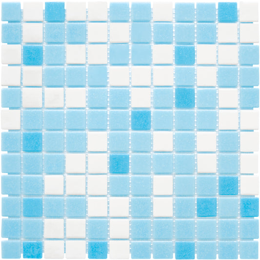 Mosaique melange adouci blanc bleu