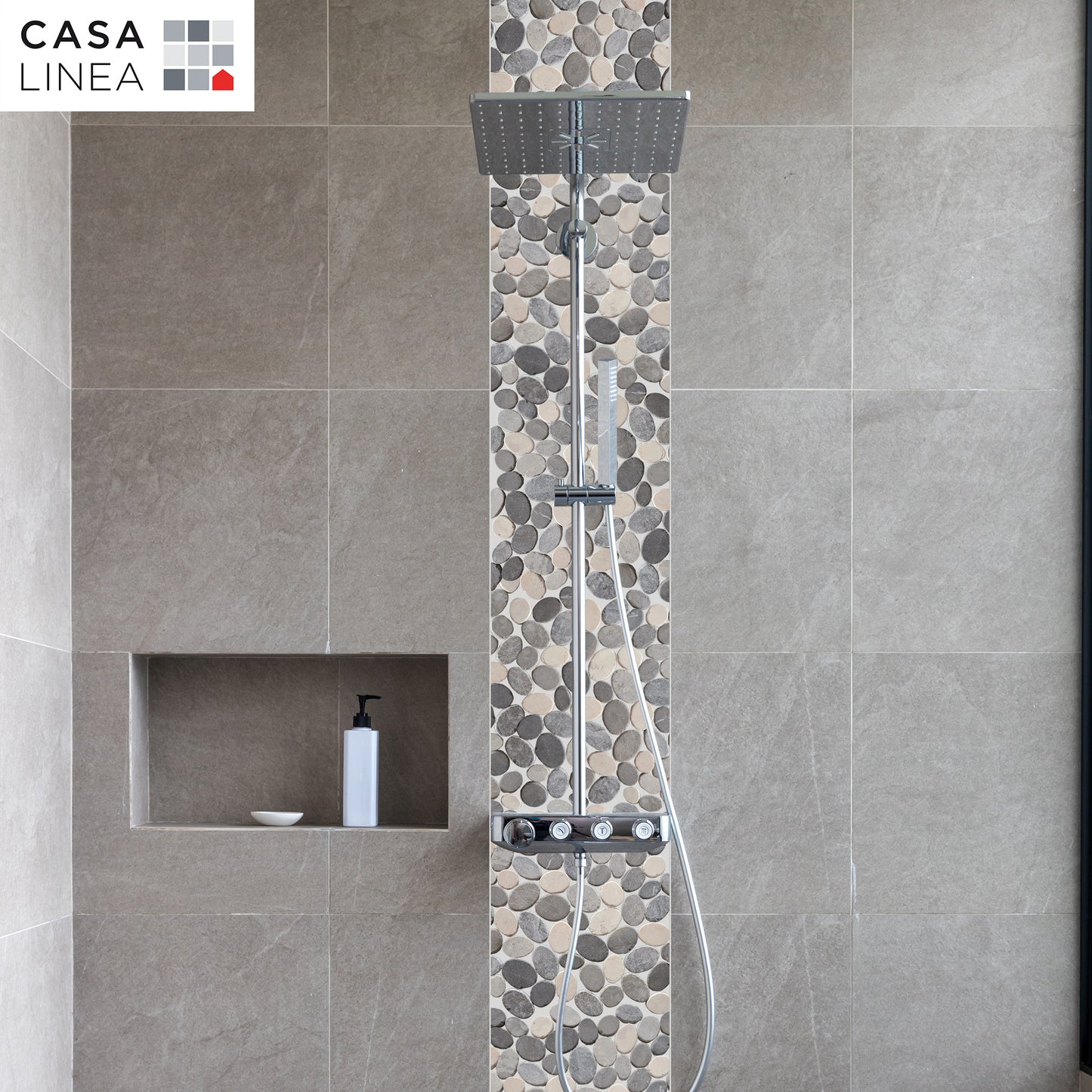 Mosaïque galet scie mix gris