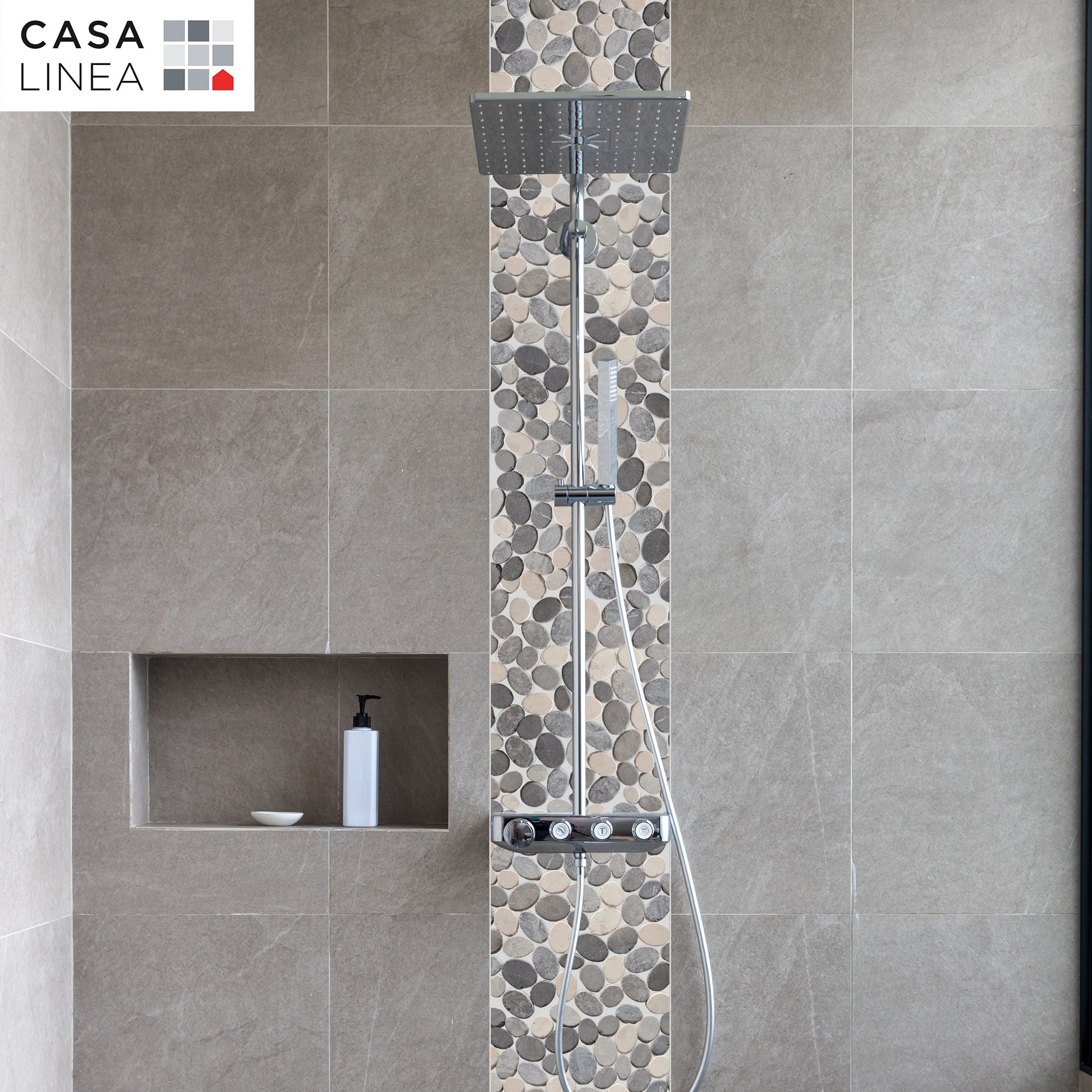 Mosaïque galet scie mix gris