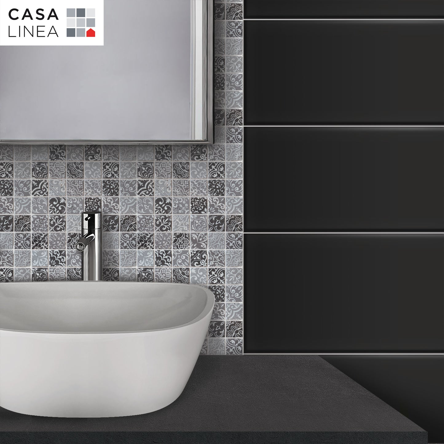 Mosaïque travertin baroque gris