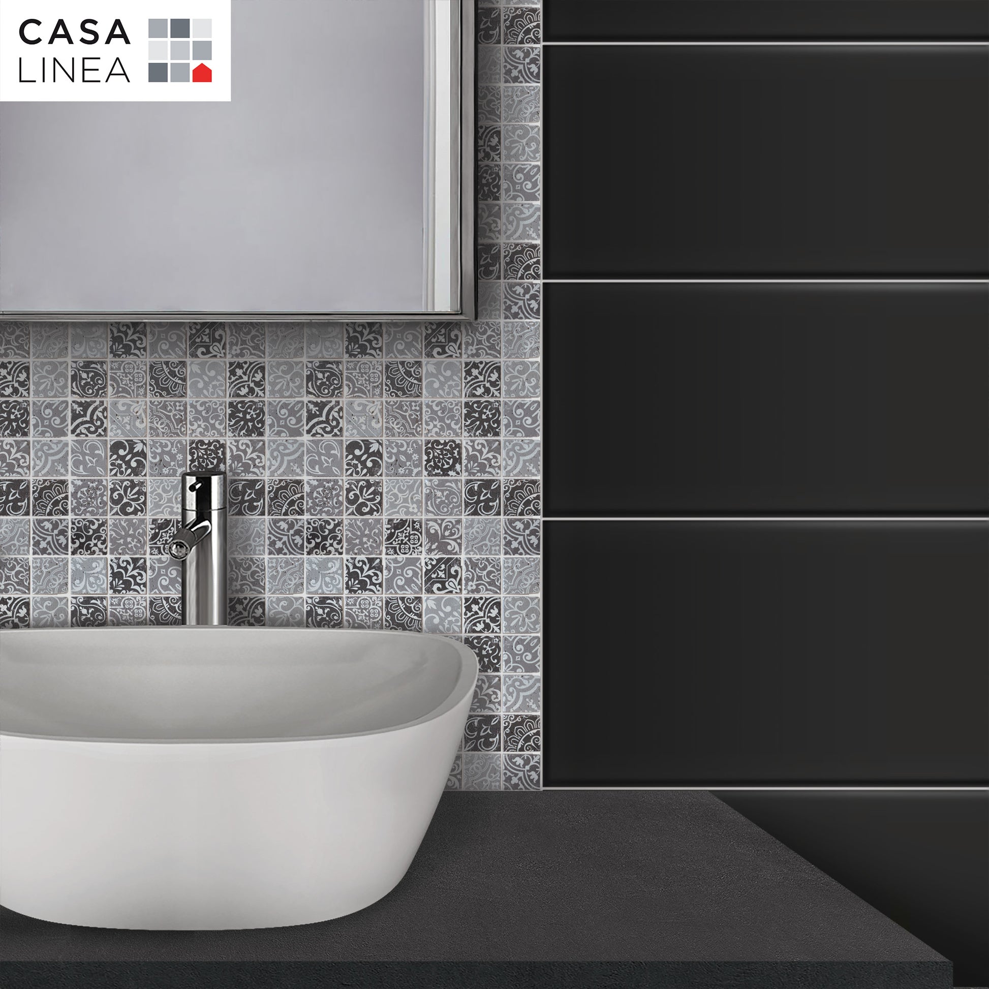 Mosaïque travertin baroque gris