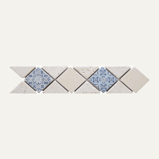 Listel renaissance diagonal décor blue