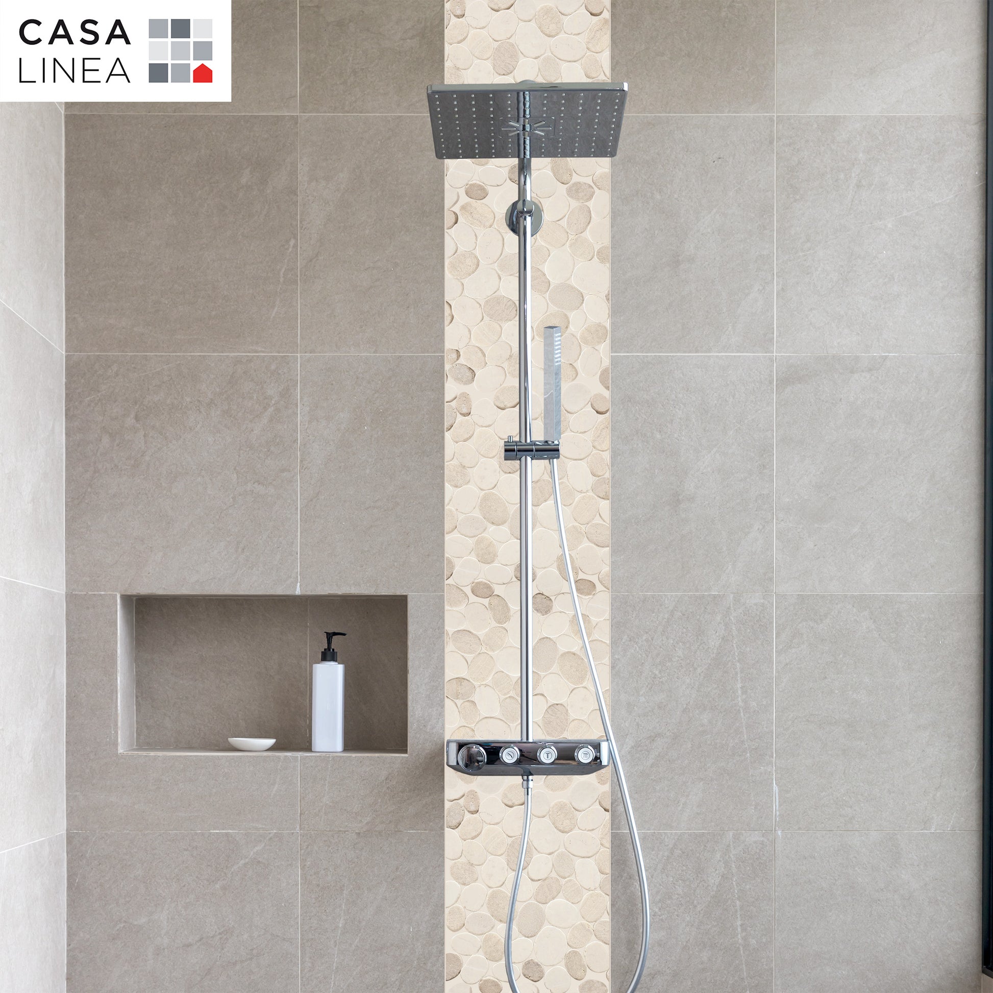 Mosaïque galet scie mix beige