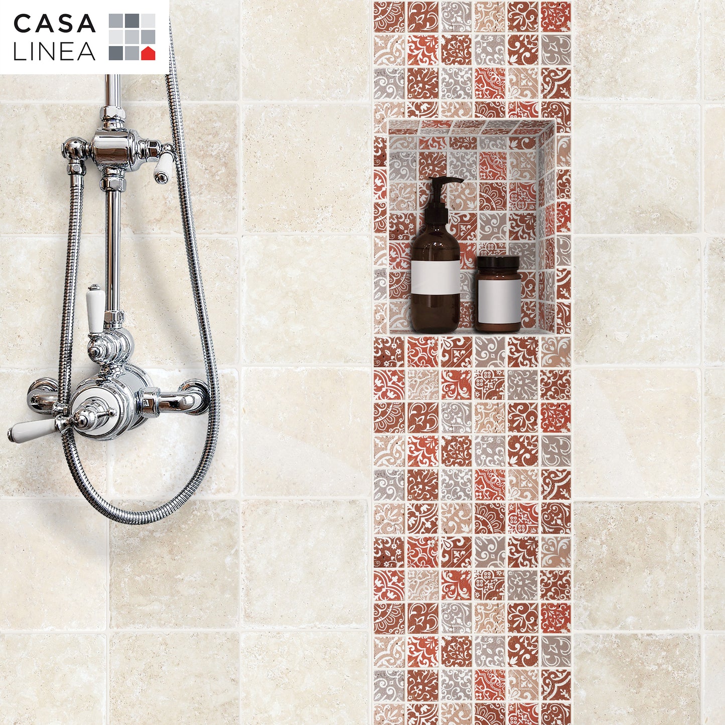 Mosaïque travertin baroque marron