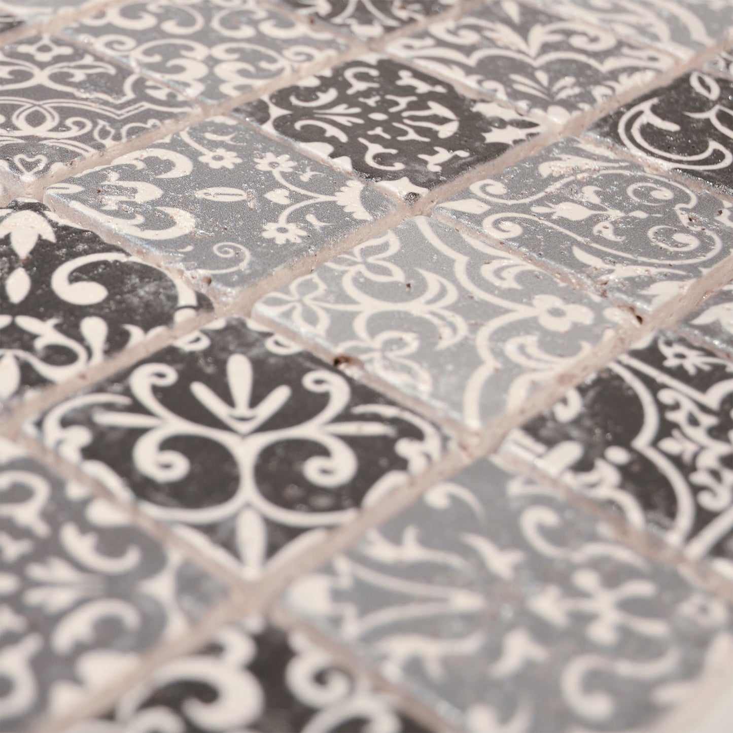 Mosaïque travertin baroque gris