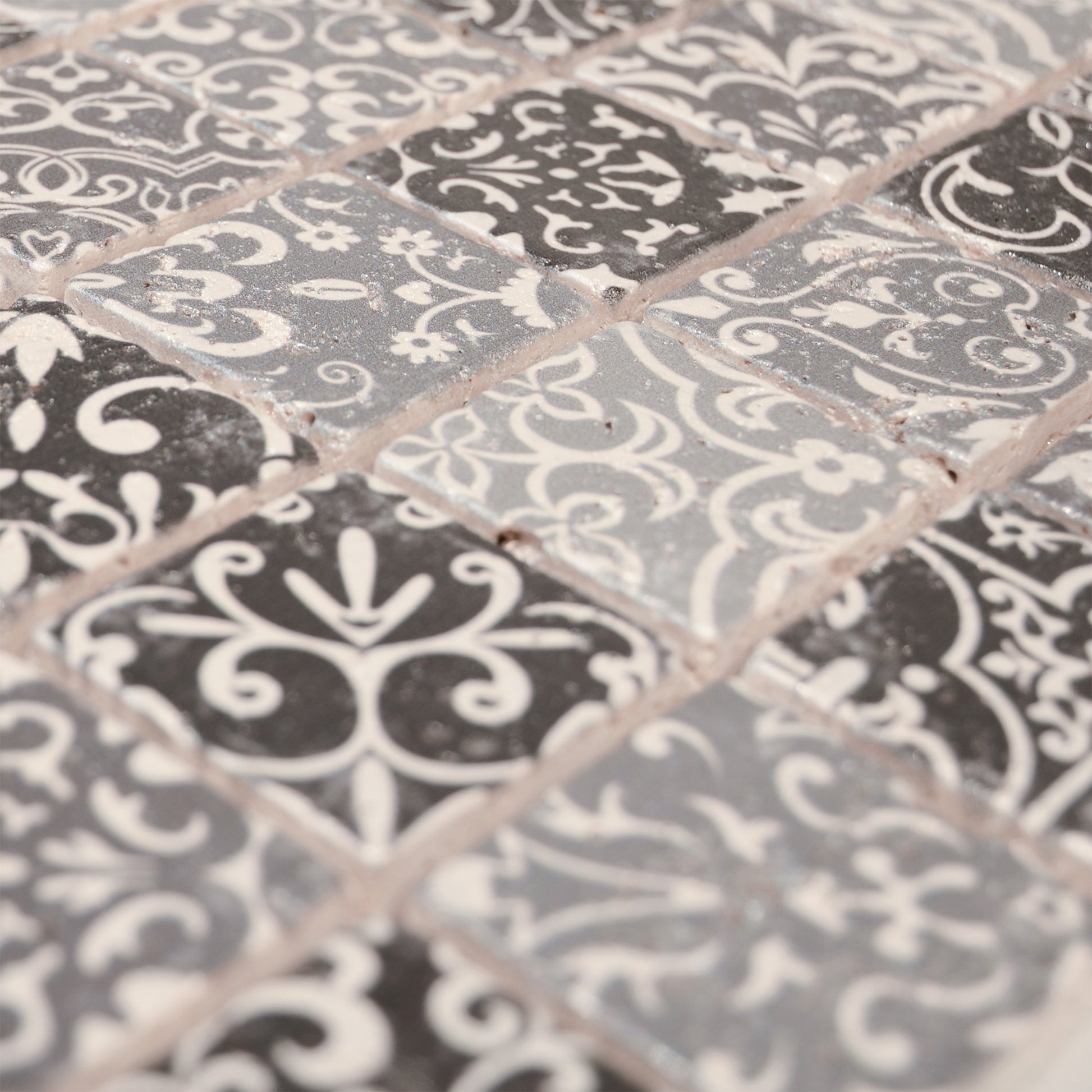 Mosaïque travertin baroque gris