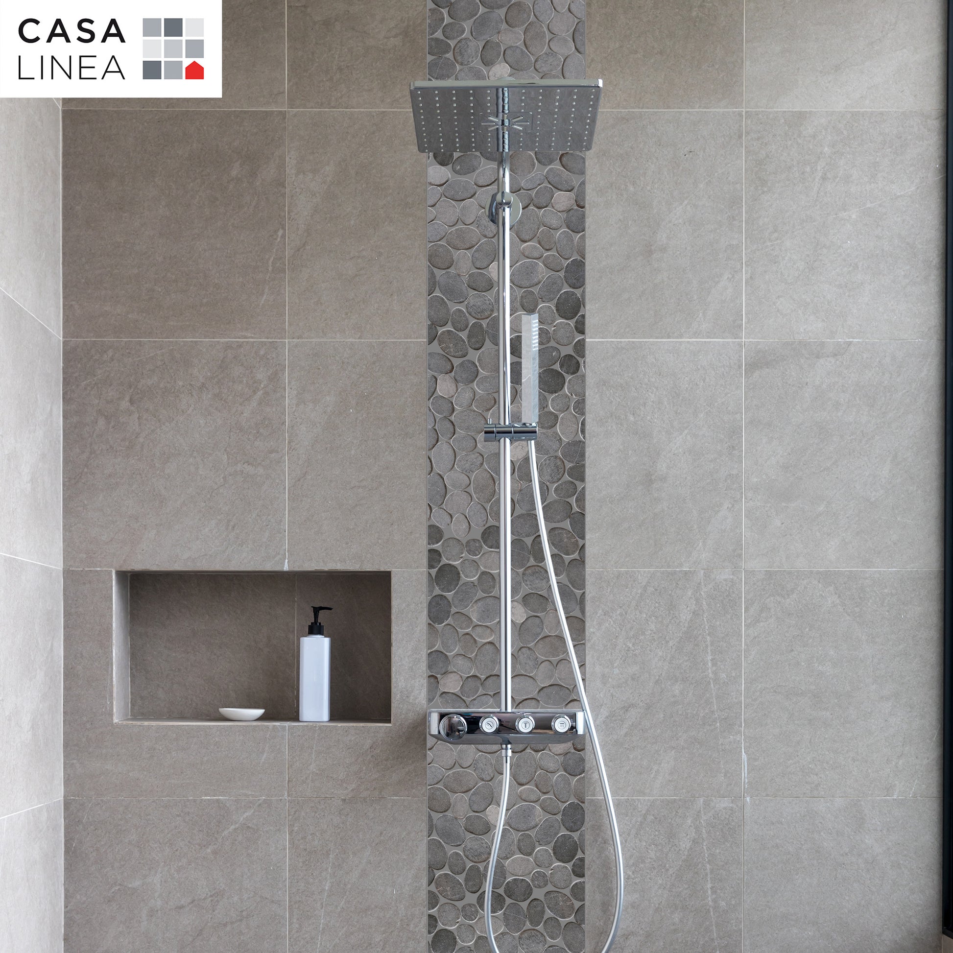 Mosaïque galet scie gris