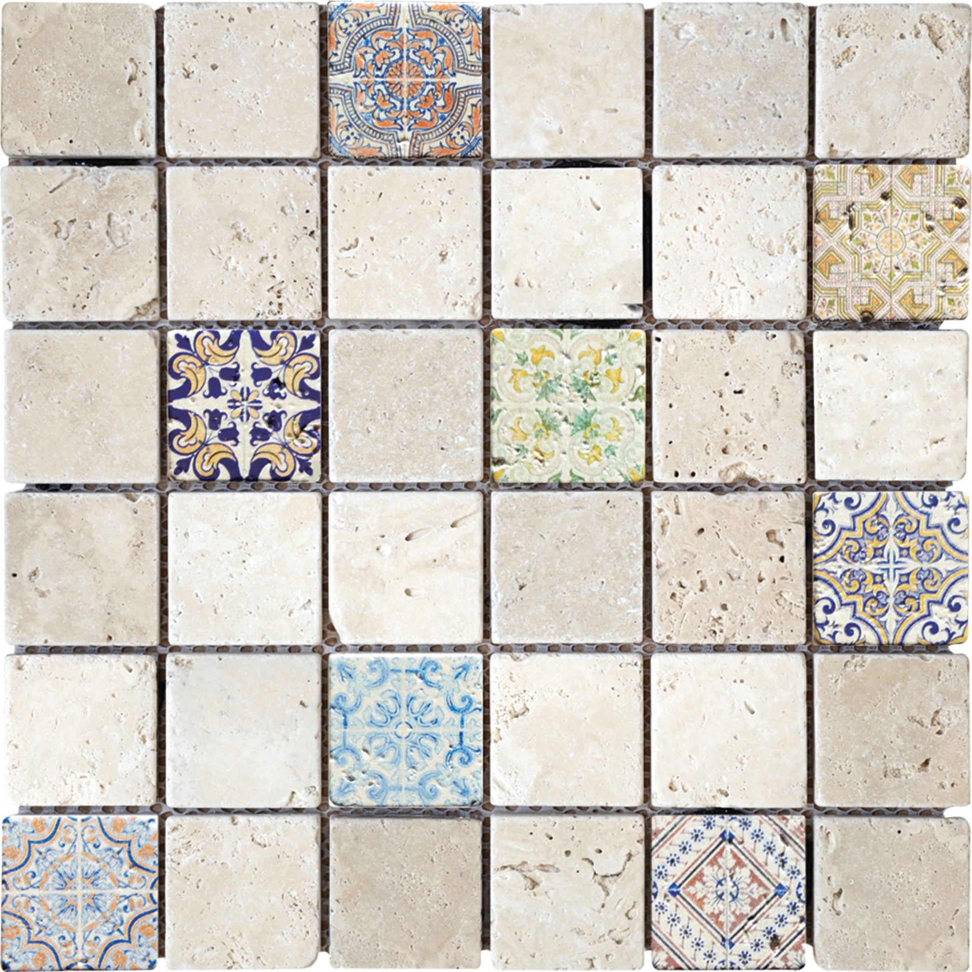 Mosaïque renaissance travertin ivoire color