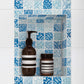Mosaïque travertin baroque bleu petit format