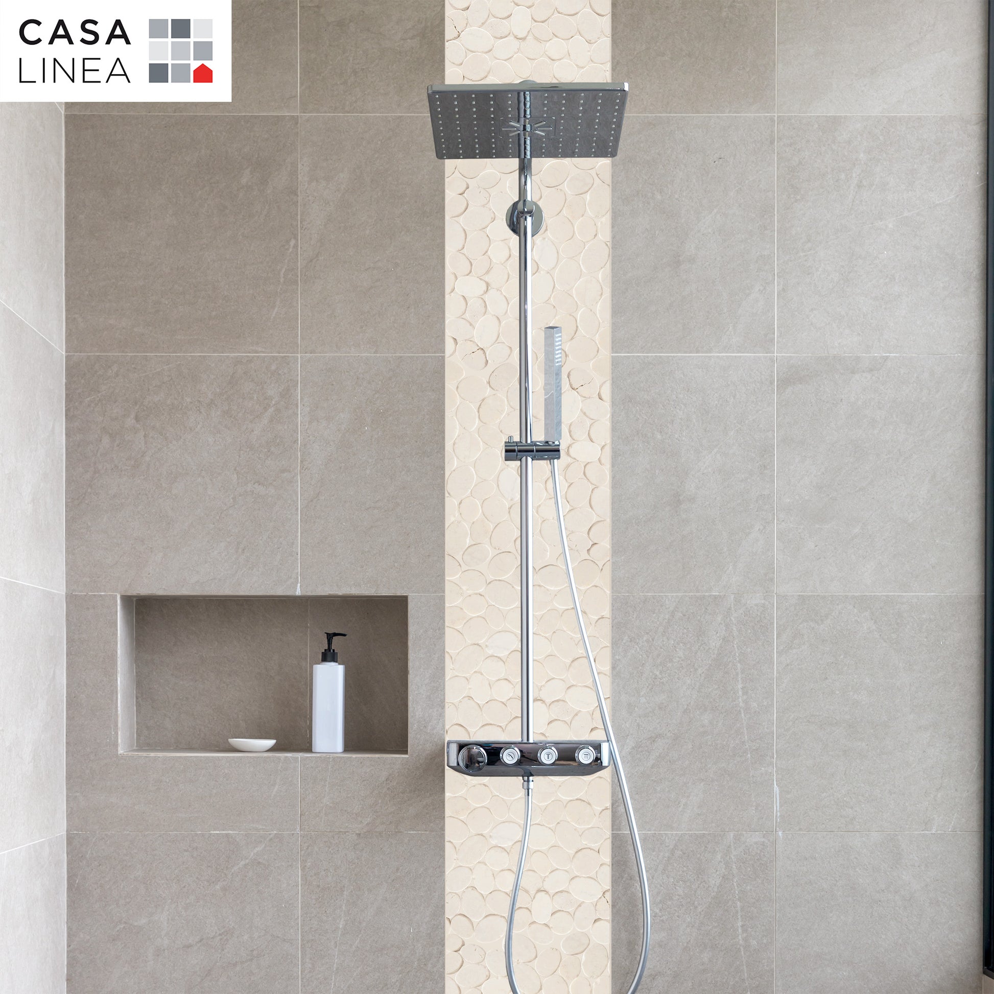 Mosaïque galet scie crème