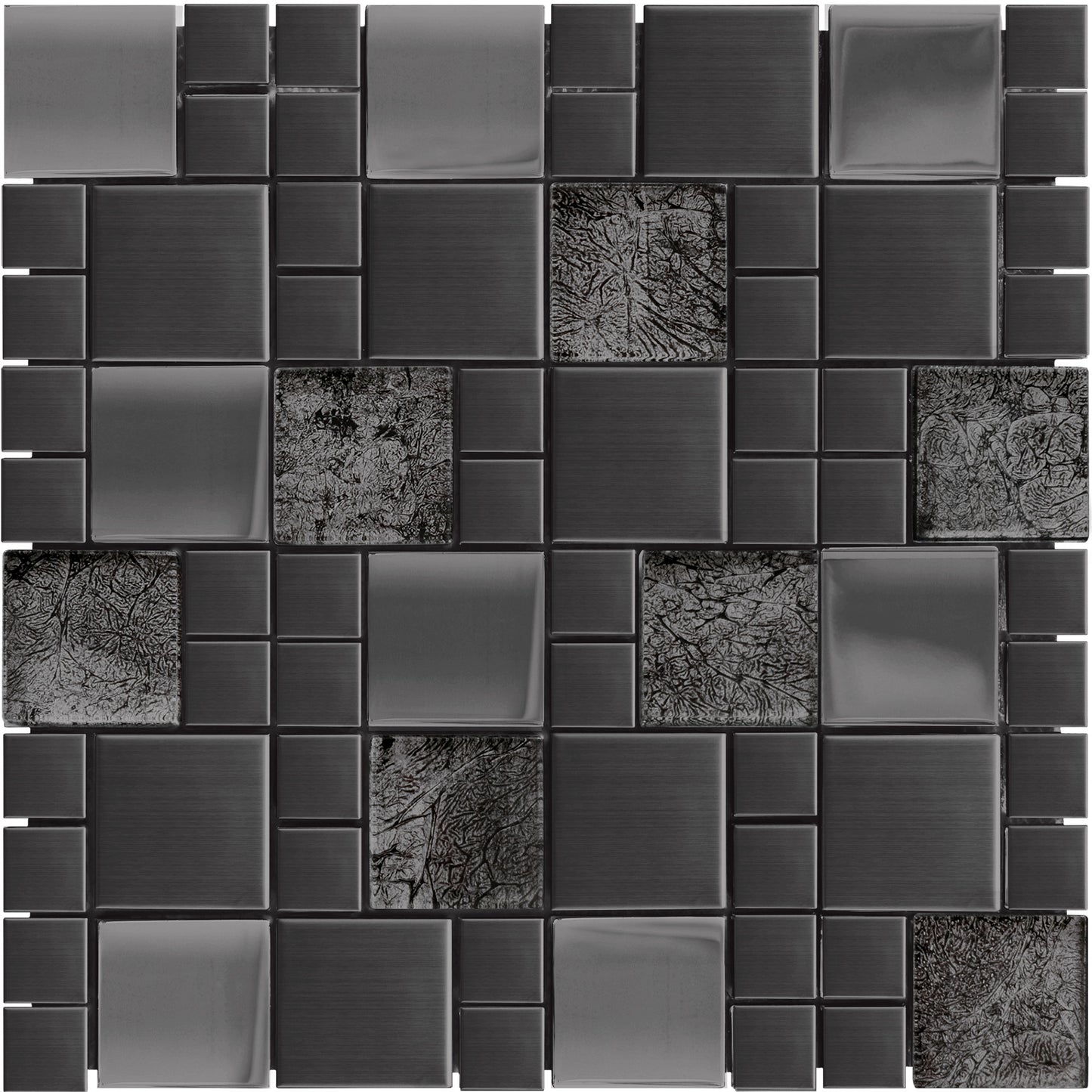 Mosaïque inox verre noir