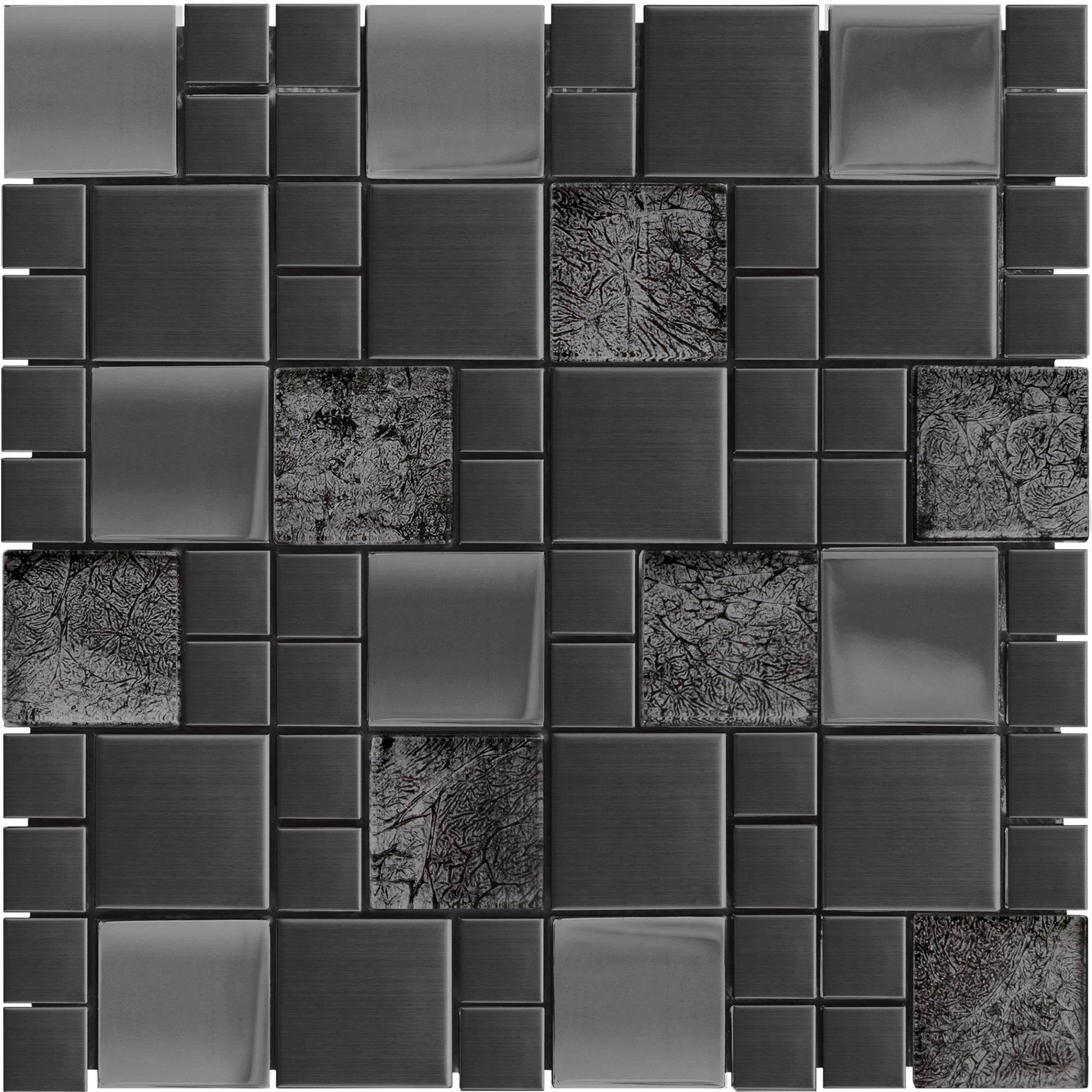 Mosaïque inox verre noir