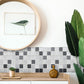 Mosaique art deco verre travertin