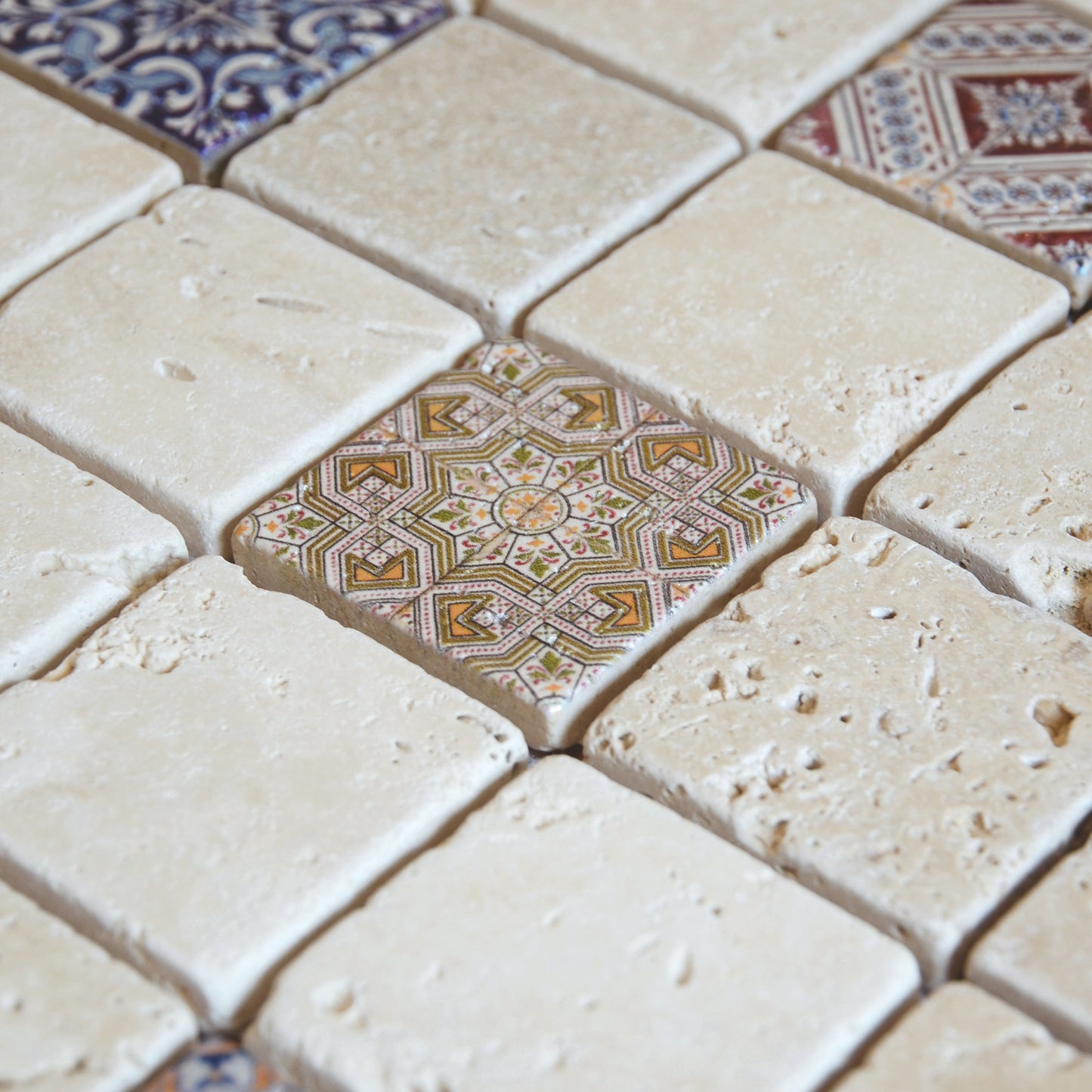 Mosaïque renaissance travertin ivoire color