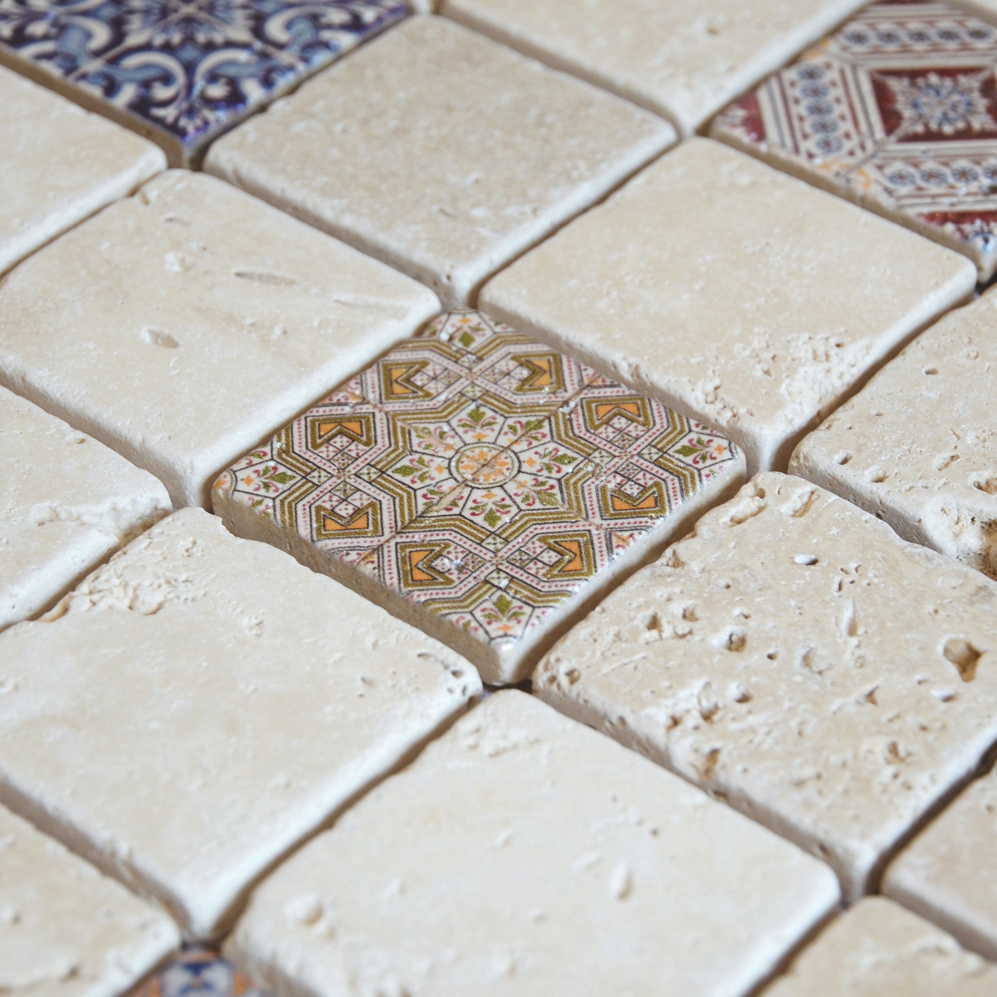 Mosaïque renaissance travertin ivoire color